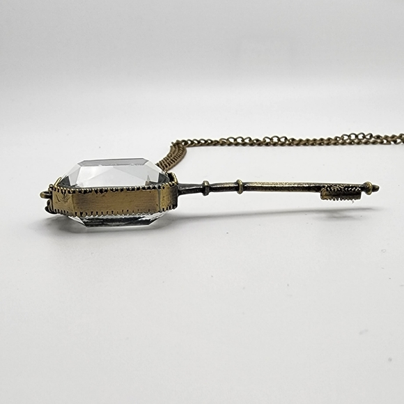 Vintage Key Pendant with Necklace. Brass Tone filled with Tiny Pearls. - Picture 2 of 7